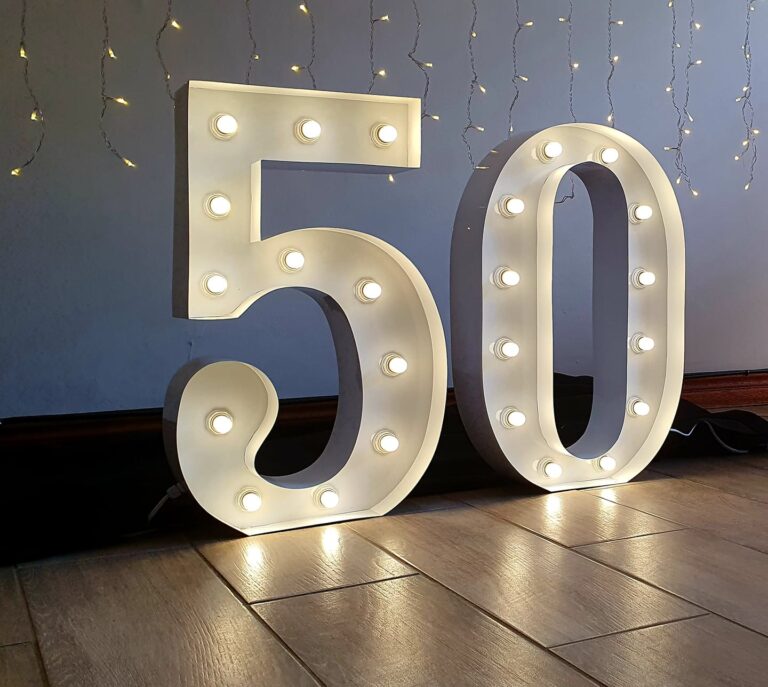 Light-up marquee numbers rental for a 50th birthday