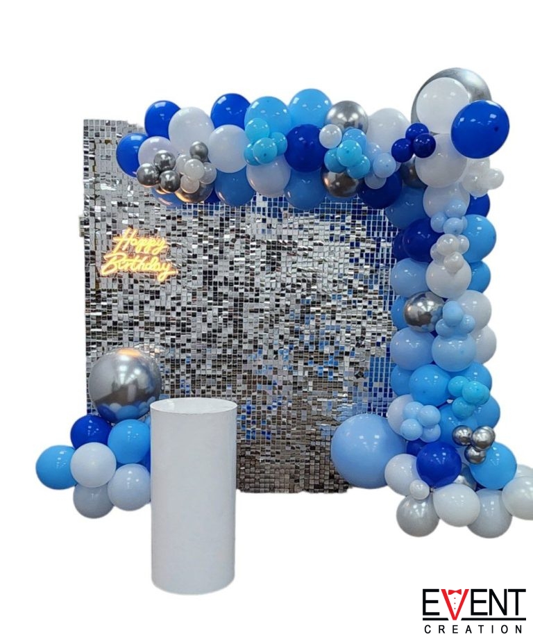 Styled event setup with balloons and backdrop in Toronto