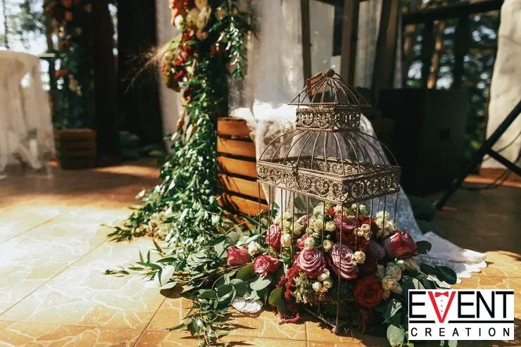 A close-up of vintage-style wedding decor rentals Toronto featuring.