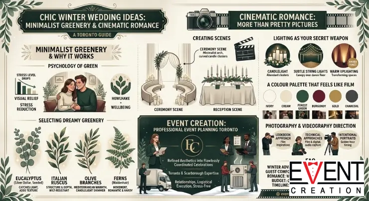 Infographic  Chic Winter Wedding Ideas Minimalist Greenery and Cinematic Romance