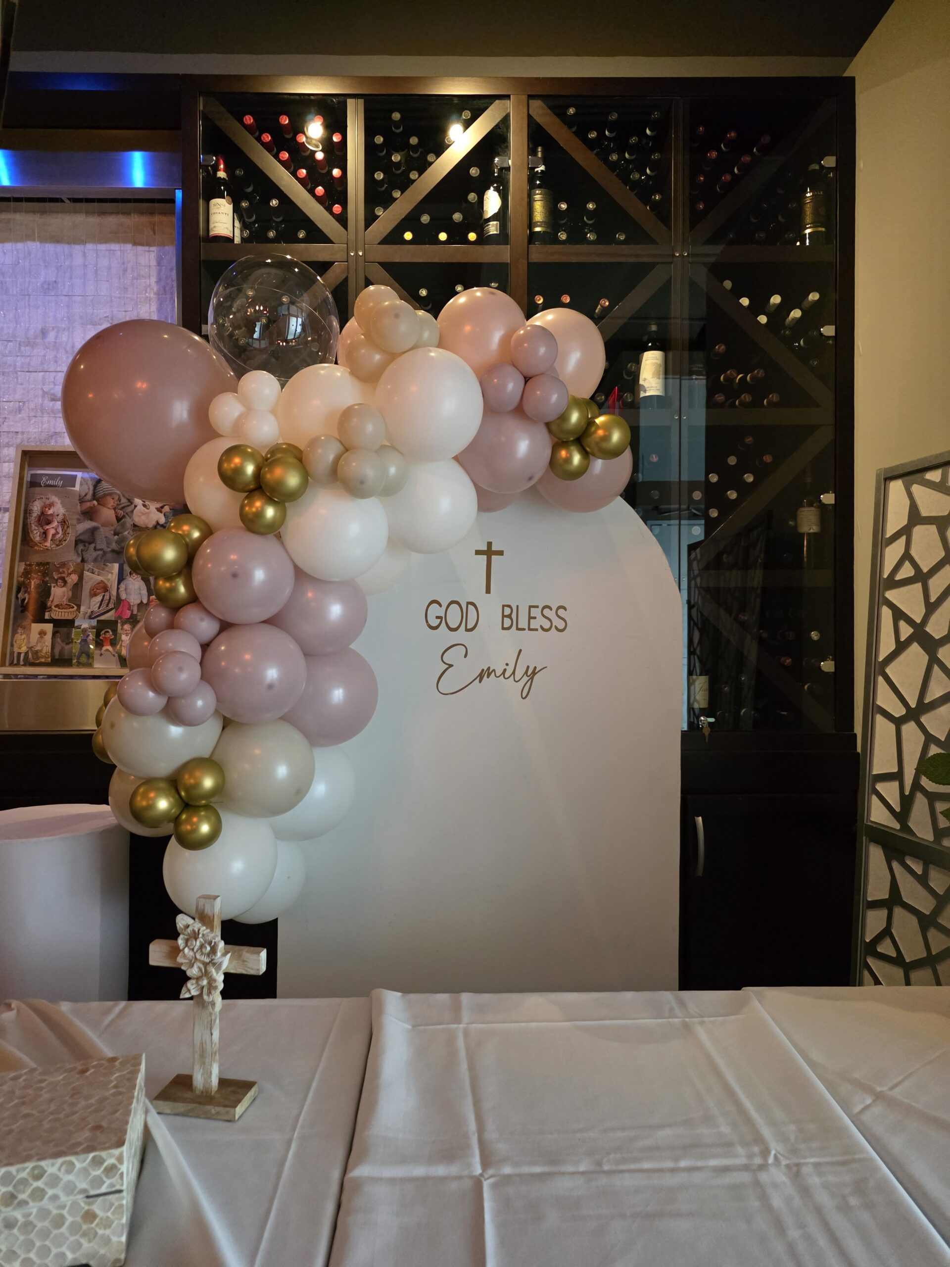 Baptism cake table decoration
