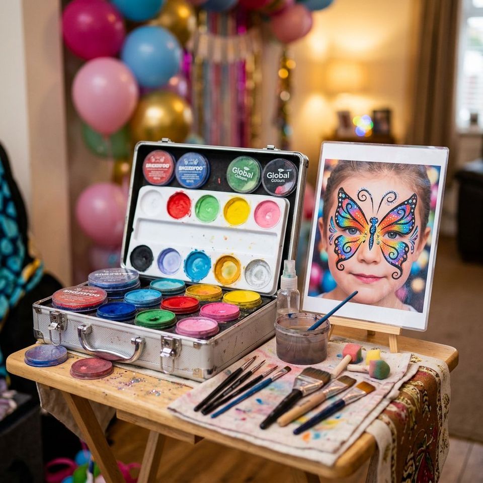 Face painter at a children's party